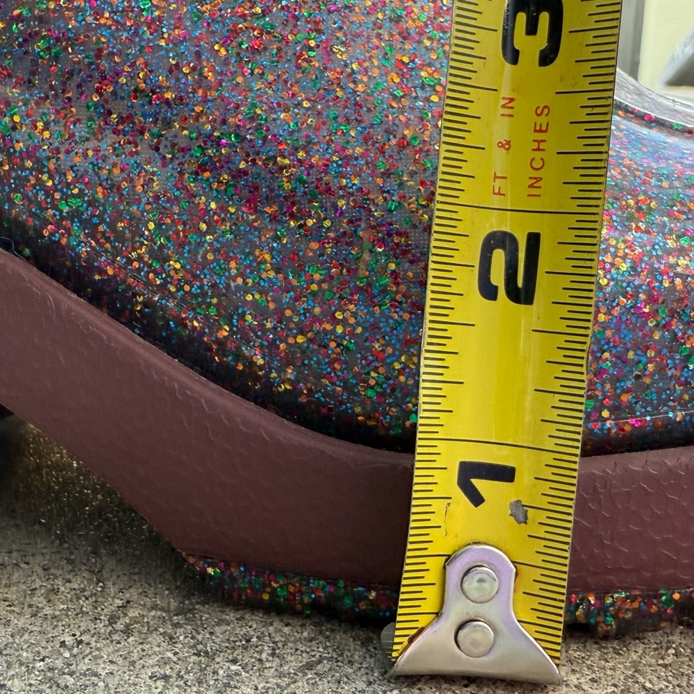 Melissa Nancy Boots Pink Glitter Chunky Rubber Rain Boots Y2K Rave Punk - Size 9 - Picture 10 of 13